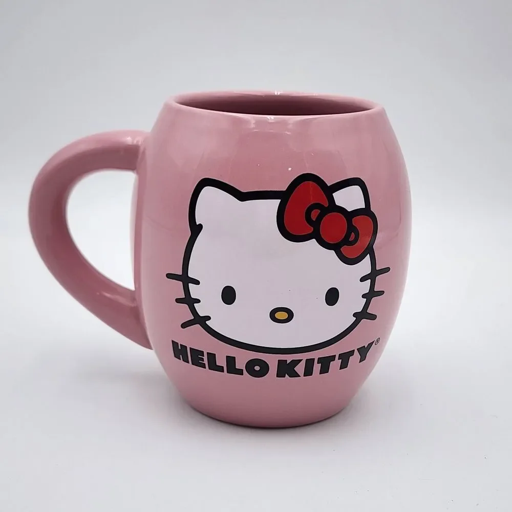 Sanrio‎ 2011 HELLO KITTY Pink Barrel Ceramic Coffee Tea Mug w/Butterflies 18 oz